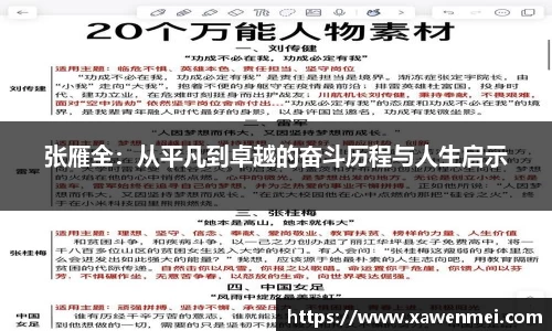 张雁全：从平凡到卓越的奋斗历程与人生启示